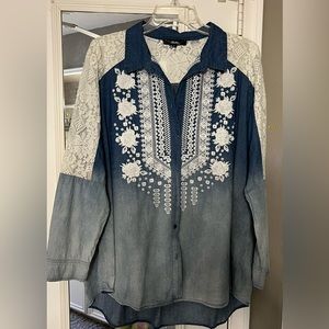 Denim and Lace Button up shirt